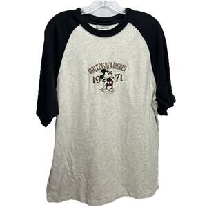 Vintage Disney Mickey Mouse Walt Disney World T-Shirt Black Gray Large